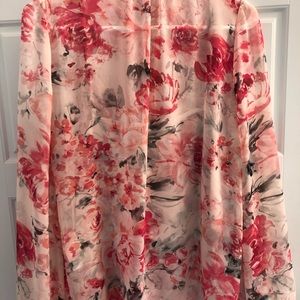White House black market pink rose shirt